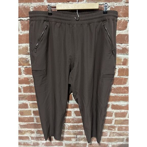 Old Navy Stretch Tech Pull On Pants Womens 2X Brown Active Tapered Drawstring - Picture 1 of 4